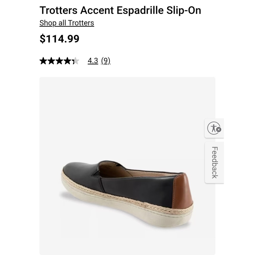 Trotters Espadrille Slip On Womens 7M Black Shoes Cushioned Arch Support Casual - Picture 10 of 10